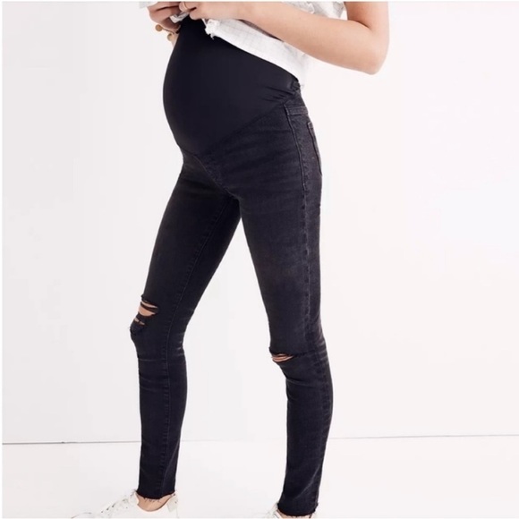 Madewell Maternity Over-the-Belly Skinny Jeans in Black Sea 29 - Picture 1 of 15
